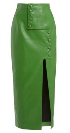green leather skirt