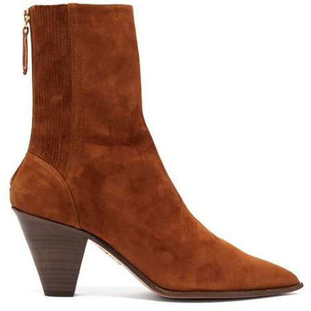 Saint Honore 70 Pointed Toe Suede Boots - Womens - Tan