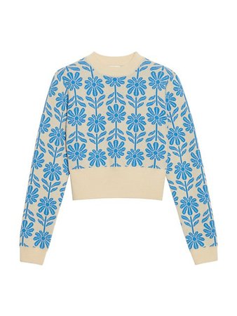 Shop Sandro Cropped Floral Sweater | Saks Fifth Avenue