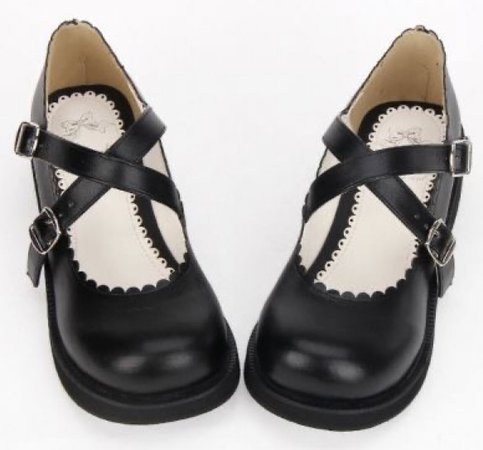 Angelic Imprint Black Straps Lolita Shoes