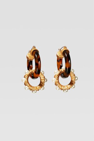 LIMITED EDITION TORTOISESHELL - EFFECT HOOP EARRINGS WITH FAUX PEARLS-NEW IN-WOMAN | ZARA United Kingdom