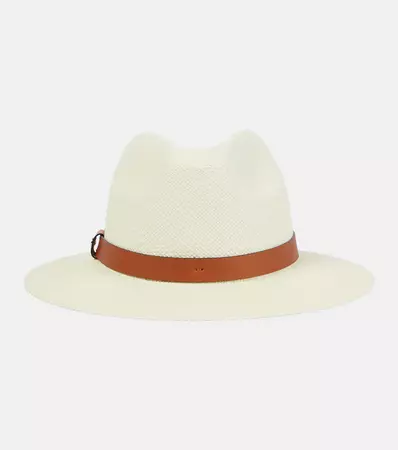 Leather Trimmed Panama Hat in Beige - Gucci | Mytheresa