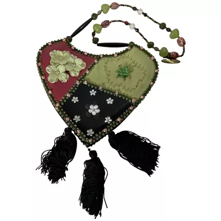 Vintage Mary Frances Purse Fancy Beads Flower Heart Shape W. Beaded - Ruby Lane