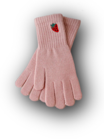 Long Wrist Strawberry Cold and Warm Touch Screen Solid Color Knitted Gloves