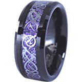 Fantasy Forge Jewelry Black Tungsten Royal Purple Celtic Dragon Ring