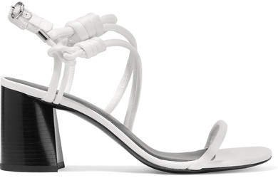 Drum Knotted Satin Sandals - White