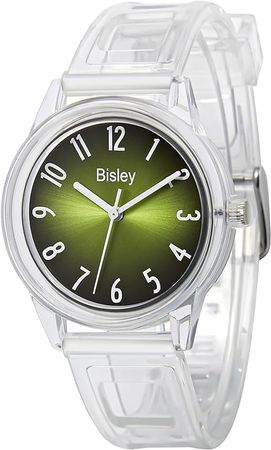 Amazon.com: Bisley Women's Clear Watch Colorful Rainbow Dial Analog Watches Simple Waterproof Watch for Girls(Green) : Clothing, Shoes & Jewelry