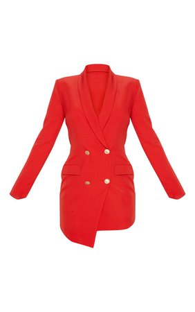 Red Gold Button Blazer Dress | Dresses | PrettyLittleThing USA