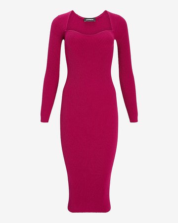 Sweetheart Neckline Midi Sweater Dress | Express