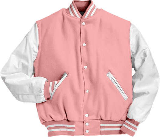 pink & white varsity jacket