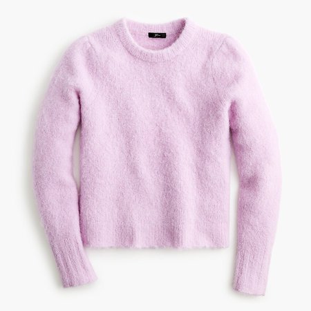 J.Crew: Puff-sleeve Fuzzy Crewneck Sweater lilac