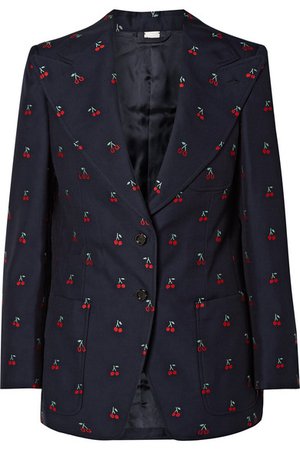 Gucci | Embroidered cotton and wool-blend blazer | NET-A-PORTER.COM