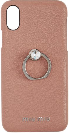 Miu Miu: Pink Crystal Ring iPhone X Case | SSENSE