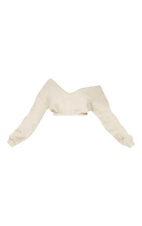 Sand Crop Off Shoulder Sweater | Tops | PrettyLittleThing CA