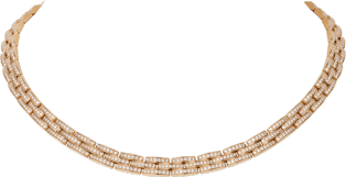 CRN7408400 - Maillon Panthère thin necklace, 3 diamond-paved rows - Pink gold, diamonds - Cartier