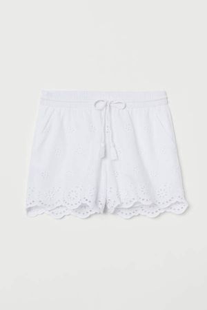 Embroidered Shorts - White