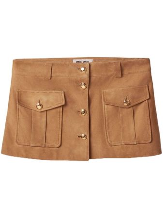 Miu Miu Suede flap-pocket Miniskirt - Farfetch