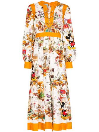 Gucci X Disney Floral Print Midi Dress 597186ZADIF White | Farfetch