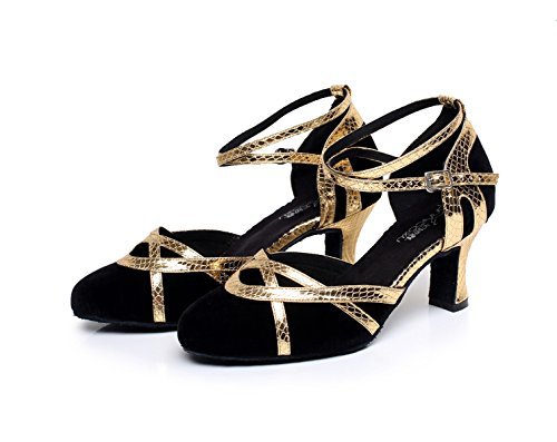 JSHOE Dance Shoes For Latin Women / Chacha / Samba / Modern / Jazz Dance Shoes, Gold-heeled7cm-UK3.5 / EU34 / Our35: Home