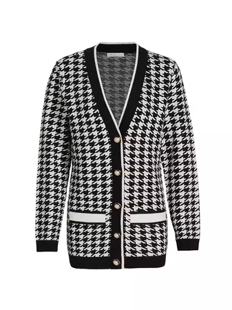 Shop Design History Two-Toned Houndstooth Cardigan | Saks Fifth Avenue