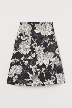 A-line Skirt - Black/white floral - Ladies | H&M US