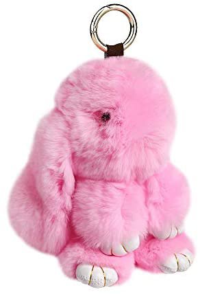 Amazon.com: Easter Bunny Doll Keychain Soft Cute Rabbit Fluffy Plush Pendant Key ring(Pink): Office Products