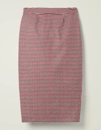 Carbury Pencil Skirt - Navy/Red Check | Boden US