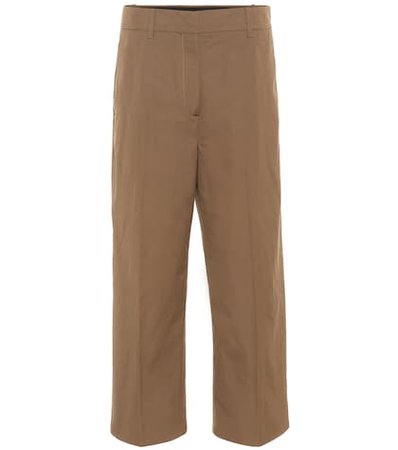 Cropped high-rise cotton pants