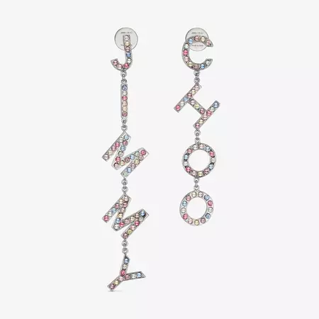 Silver-Finish Metal JC Earrings with Multi-colour Crystal| JC Earrings| Jewellery Collection | JIMMY CHOO CA