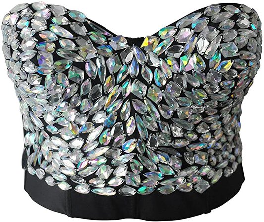 Bslingerie® Madonna Style Metallic Studs Sequined Bustier Corset Bra Top (M, Red Crystals) : Amazon.co.uk: Clothing