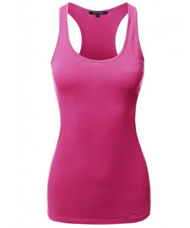 Solid Basic Sleeveless Racer-Back Cotton Based Tank Top | 13 Hot Pink