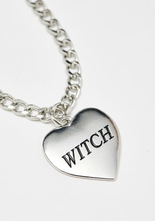 Silver Witch Heart Necklace | Dolls Kill