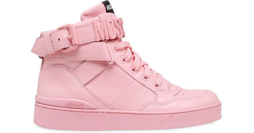 Moschino Pink Leather High-Tops Sneakers