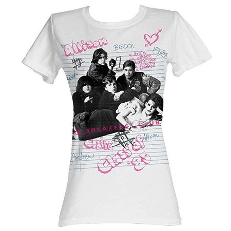 Amazon.com: The Breakfast Club Notebook White Junior's T-Shirt Tee (Large): Clothing