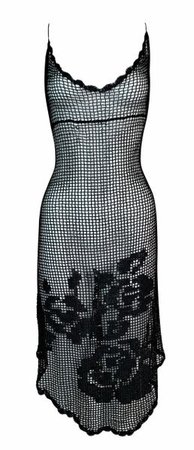 F/W 1997 Dolce & Gabbana Runway Sheer Black Knit Floral Dress | My Haute Wardrobe