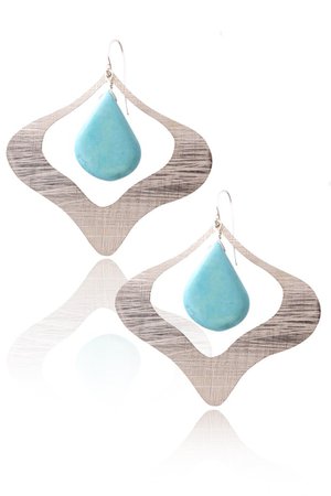 BY THE STONES PETAL Silver Turquoise Earrings – PRET-A-BEAUTE.COM