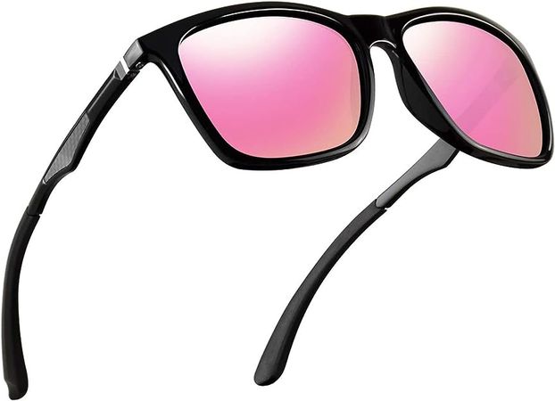 Amazon.com: Polarized Sunglasses for Men Aluminum Mens Sunglasses Driving Rectangular Sun Glasses For Men/Women (Pink Lens/Black Frame) : Clothing, Shoes & Jewelry