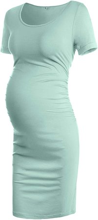 Musidora Maternity Dresses Casual Ruched Sides Bodycon Dress for Daily Life or Baby Shower at Amazon Women’s Clothing store
