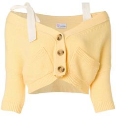 off the shoulder yellow yellow cropped cardigan with tied ribbon shoulder detail