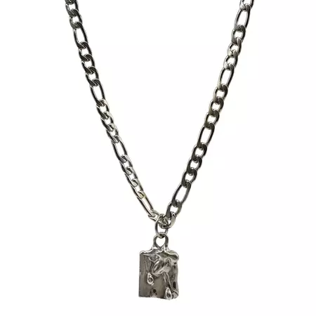 Drippy Tag Figaro Chain Necklace – ap0cene