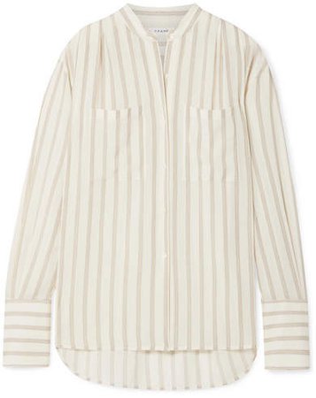 Oversized Striped Gauze Shirt - Off-white
