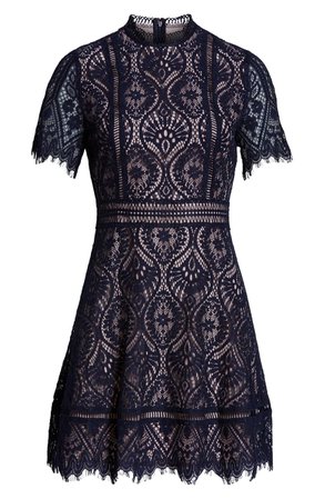BB Dakota On List Short Sleeve Lace Fit & Flare Dress black