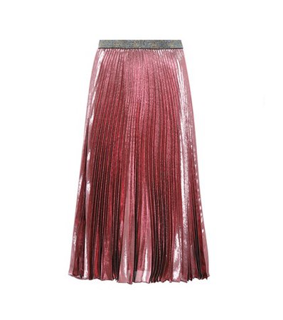 Pleated silk-blend skirt