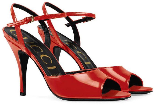 Peep-toe Leather Sandals Red