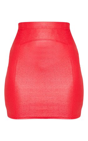 Red Textured Seam Detail Mini Skirt | Skirts | PrettyLittleThing USA