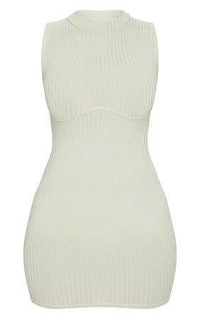 Shape Sage Green Rib Bust Detail Bodycon Dress | PrettyLittleThing