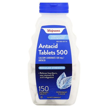Walgreens Regular Strength Antacid/Calcium Supplement Chewable Tablets Peppermint | Walgreens