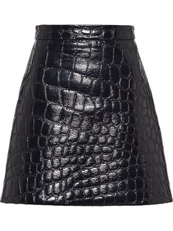 Black Miu Miu Ciré Crocodile Embossed Effect Skirt | Farfetch.com