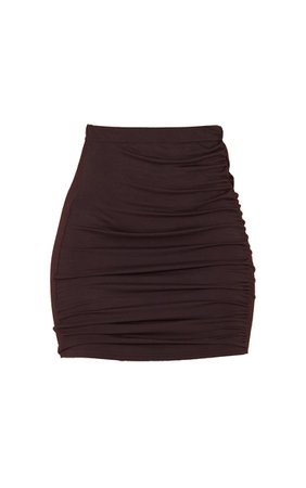 Chocolate Ruched Side Jersey Micro Mini Skirt - Mini Skirts - Skirts - Womens Clothing | PrettyLittleThing USA
