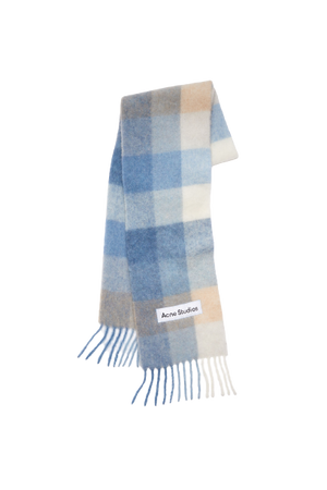 Acne Studios - LARGE CHECK SCARF in Pastel blue/beige